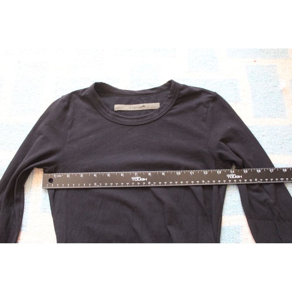 Enza Costa Size S Black Bodysuit Long Sleeve Cotton Lycra Crew Neck SJB7027 - Picture 9 of 10